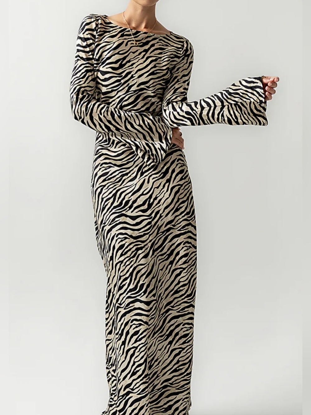 bohme Melody Zebra-Print Long Sleeve Maxi Dress - Black & Cream - Picture 5 of 10